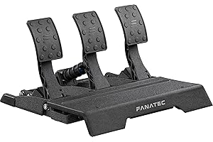 Fanatec CSL Elite Sim Racing Pédales v2 – Jeu de 3 Pédales (Embrayage, Frein, Accélérateur), Plug-et-Play, Capteurs à Effet Hall Sans Contact, RJ12/USB pour PC, PS5, PS4, Xbox Series X|S, Xbox One