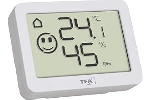 TFA Dostmann Mini Hygrometer digital, 30.5055.02, Innentemperatur und Luftfeuchtigkeit, zur Raumklimaüberwachung, weiß