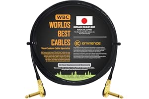 WORLDS BEST CABLES Mogami 2319-121 cm (4 Foot) -Instrument Effects Patch Cable With Gold Plated, Low-Profile, Right Angled Pancake Type TS (6.35mm) Connectors