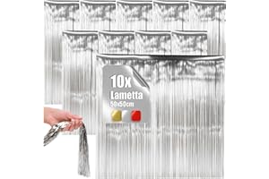 ‎COM-FOUR com-four® 10x Lametta - silberfarbene Lametta Girlande für Weihnachten - Christbaumschmuck für den Tannenbaum - Lametta-Vorhang mit glatten Fäden (silberfarben Premium - 10 Stück)
