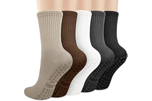 TIALFAS 5 Paires Chaussettes Antidérapantes Femme Coton Pilates Yoga Chaussette Antidérapante Foot pour Ballet Danse Barre Sport Trampoline Fitness Gymnase Entraînement Physique Hôpital