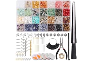 Kalolary 1700+ Kit per la Creazione di Gioielli con Perline Cristallo, 28 Colori Kit creazione Anelli Pietra Cristallo Naturale con Filo Pendente Pinze Ganci per Collana Orecchini Forniture Fai Da Te