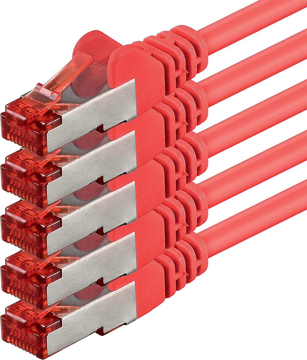 1aTTack - Cable de red SFTP PIMF con 2 conectores RJ45 de doble apantallamiento CAT 6 0 Rojo - 5 piezas 2m