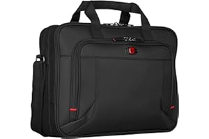 WENGER Prospectus Laptop-Tasche zum Umhängen, Notebook bis 16 Zoll, Tabletfach bis 10 Zoll, Aktentasche, Organizer, 15 l, Damen Herren, Büro Business-Reisen Uni, Schwarz, 600649