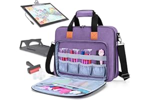 Luxja Sac de Transport pour Tablette Lumineuse A4 et Outils de Peinture de Diamant, Rangement pour Diamond Painting Accessoires, Violet