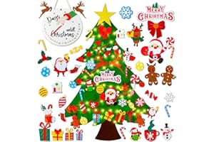 ALUNME DIY Felt Christmas Tree Wall Hanging Decorations 42 Pcs DIY Xmas Tree Detachable Ornaments Plus Felt 24 Days Count Down Clock for Christmas Advent Calendar 2025 Party Favors