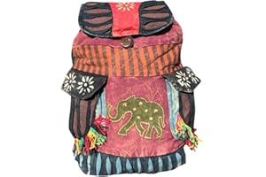 Harrington Marley Indie Sac à dos éléphant Boho Hippie Hippie Plage Peace Festival Sac à dos rétro 60's, multicolore, Taille unique