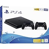 PlayStation 4 - Konsole (500 GB, schwarz, slim, F-Chassis) + zweiter DualShock 4 Controller
