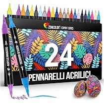 24 Colori Penne Glitterate Colorate, Pennarelli a Doppia Linea, Penne