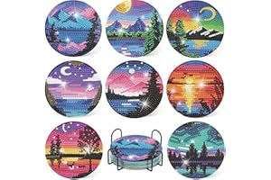 WOPLAGYREAT Diamond Painting Erwachsene Untersetzer Gläser Bastelset Glasuntersetzer Bastelset Set Basteln Zimmer Deko Wohnzimmer Bastelset Kinder 4 Jahre Zubehör Geschenke DIY Leuchtende Berggipfel