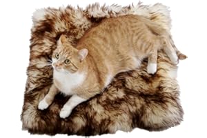 Hollert German Leather Fashion Lammfell - KATZENKISSEN Katzenbett 45x45 cm Merino Schaffell Kissen Tierbett Farbe Stracciatella