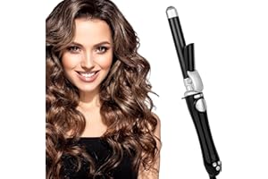 XINYUNXIN Curling Iron with Long Wand, Rotating Automatic Curling Iron, 13-Speed Temperature Adjustable, 30 Seconds Instant Heating, 1H Automatic Shut-Off, Anti-Scald, 110-240V Dual Voltage (A)