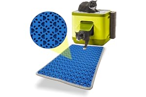 Bazerga Tapis Litière Chat pour Bac à Litière Chat et Maison de Toilette Chat, 38-61 cm Imperméable Non Toxique, Double Couche%100 EVA en Patte du Chat (38-61 cm, Bleu)