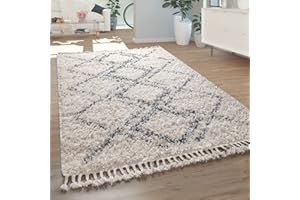 ‎PACO HOME Dywan Do Salonu, Sypialni/Shaggy W Ró¿nych Wzorach, Kolorach I Rozmiarach, Rozmiar:60x100 cm, Kolor: Kremowy 11