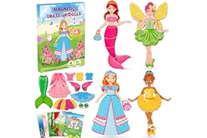 DINSUMRUG Magnetic Dress Up Dolls for Girls,Princess Mermaid Fairy Ballerina Magnet Dolls Dress Up Kits,Car Road Trip Airplane Activity Travel Games Toys Birthday Gift for Girls Ages 3 4 5 6 7