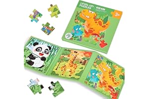 BBLIKE Puzzle Magnetici Bambini 2-4 Anni - Giochi Educativi Montessori per Bambini di 3 5 Anni, Giocattoli da Viaggio per Attività in Aereo e Auto, Regali Compleanno per Bambine (Dinosauri e Animali）