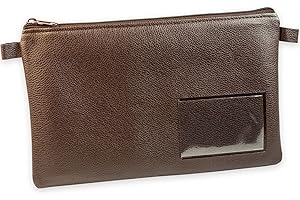 ‎EFFEKTIVO effektivo Banktasche Geldtasche farbig mit Reißverschluss und Fenster, Kunstleder braun, passend für Dokumente bis DIN A5