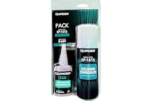 Quiadsa - KIT RETRÁCTIL ESPECIAL MADERA - Adhesivo de cianoacrilato con acelerador - Aplicación precisa en carpintería y ebanistería - Unión rápida y duradera - 50 g + acelerador