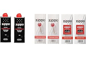 Zippo Lote de botes de gas para rellenar mecheros (2 unidades, incluye 12 sílex y 2 mechas)