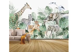 MWSSEGGE 3D Panoramique Murale De Plantes Tropicales De La Faune Premium Papier Peint Intissé Pour Salon Chambre Enfant Chambre Décoration Murale Moderne Poster Tableaux Photo Muraux (250x175 cm)
