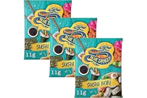 TURKEYMILK Nori Sheets Bundle Containing Blue Drogon Nori Sheets for Sushi Making, 3 x 11g Packs