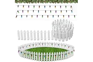 YAJIMAOY Mini Recinzione per Giardino, 90 x 5cm Recinzione in Miniatura con Luce, Recinto per Albero di Natale, Staccionata in Legno per Albero di Natale, per Giardino Delle Fate, Casa Delle Bambole, Bonsai