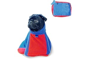 TAIL BLAZERS™ Quality Dog Drying Bag To Keep Your Dogs Dry & Warm After Bathing Or Walk. Protects Home & Car From Wet & Mud. Extra Soft Microfibre Towel Bags. Grooming Accessories(M Plus/Blue)