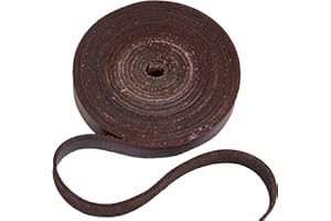 GORGECRAFT 15mm Cordón Plano de Piel Auténtica Correa de Piel de Vaca Tira de Hilo de Piel Marrón Coco para Pulseras Collares Cinturones Fabricación de Joyas para Llaveros Manualidades, 3m de Largo