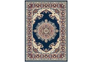 PIERRE TAPPETI Tappeto economico persiano orientale stile classico, tappeti salotto camera 4480 blu cm.140x200