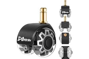 Domkan Juego de 5 Ruedas para Silla de Oficina, 10 x 22 mm Ruedas de Repuesto para Alfombras y Suelos de Parquet, Resistentes Ruedas para Sillas de Oficina