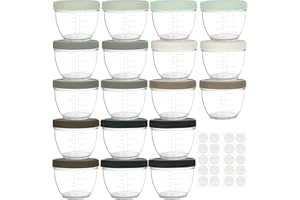 Youngever Lot de 18 Pot de Conservation Bebe 120ML, Petit Pot Bébé, Repas de Bébé Boîtes de Conservation (Urban)
