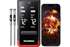 ThermoMaven Bluetooth Wireless Meat Thermometer - 2 Probes IPX8 Waterproof 6 Sensors, 152m Bluetooth 5.3, Stable WiFi Unlimited Range, Smart Standalone Base for BBQ Grill Oven Smoker Air Fryer Kitchen