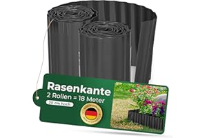 Novatool Rasenkante Kunststoff 20 cm hoch I 2x9 Meter I Anthrazit I Beeteinfassung Gießrand Begrenzung Garten Beetumrandung Beeteingrenzung Rasenbegrenzung Rasenumrandungen Beetumrandungen