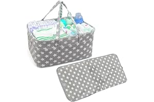 Home Emporium Nappy Caddy & Baby Changing Mat | Baby Essentials for Newborn Diaper Caddy, Portable Car Organiser for Diapers and Wipes, Ideal for Newborn Baby Gifts - Grey