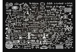 BELECO 3x2m Fabric Science Theme Classroom Blackboard Backdrop Chemistry Math Geometry Physics Handwritten Chalkboard Background Online Teaching Course Back to School Party Decor Banner Photo