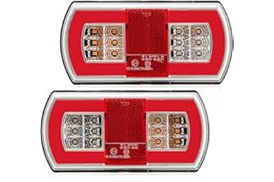 DARKGUARD Pilotos Traseros Remolque led 12/24v Homologado E 4Funciones Impermeable 2piezas Luces Traseras para Remolque Led,Pilotos Traseras Remolque de Luz de Matrícula Placa para Camion Caravan