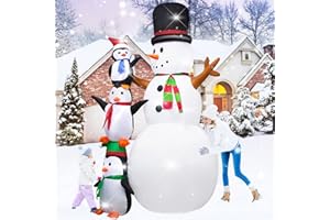 Ycolnaefllr Nadmuchiwana dekoracja bożonarodzeniowa, bałwanki i pingwiny, ze światłami LED, dekoracja na urlop, podwórko, Boże Narodzenie, do użytku wewnątrz i na zewnątrz