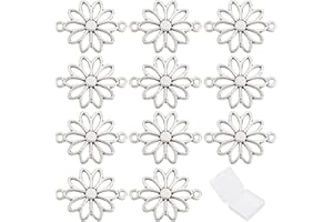 SUNNYCLUE 1 Box 50~100pcs Lotus Daisy Flower of Life Connector Charms Flat Round Chakra Charm Pendants Jewellery Findings Components Accessory for DIY Earring Bracelet Jewellery Making Charms