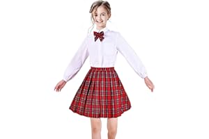 Sunny Fashion Robe Fille Col en v Plissé Ourlet Uniforme Scolaire 6-14 Ans