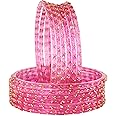 LAVAZZA Raindrop Glass Bangles Set For Women & Girls with Zircon Diamond Stone & Beads | Trendy Transparent Crystal Glass Bangles | Fancy Kanch ki Chudi Set | Bangles for Wedding, Party- Set of 12