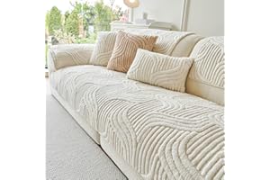tianxinbaobei Non Slip Sofa Covers Washable and Durable, Waterproof Sofa Cover, Faux Fur Plush Couch Cover for Dogs, Pets(White/36 x36/Armchair Sofa Cover)