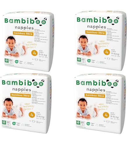PureBorn Eco Organic Bamboe Luiers, Maat 2 (3-6 kg), 192 Luiers (6x32), Hypoallergeen, Ultrazacht, Milieuvriendelijk, Assorti Print, Natheidsindicator