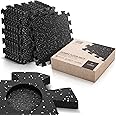 Interlocking Rubber Floor Mat: Multi Piece Protective Gym Flooring Set Exercise Mats EVA Puzzle Gum Tiles, Ground Surface Protection Play Workout Underlay Matting Sports Pool Home Fitness Garage