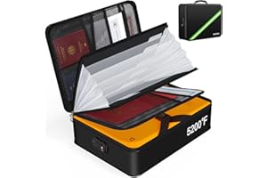 Noiposi Feuerfeste Dokumententasche(5200℉, 38x28x11cm), Akten Organizer mit 7 Fächern mit Schloss, wasserdichte Dokumentenbox, Tragbare Aufbewahrungsbox für wichtige Dokumente, Akten und Urkunden