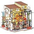Alyasameen DIY Miniatures Dollhouse Kit, Miniature Greenhouse DIY Craft Kits to Build Tiny House Model with Lights and Removable Model Plants (Emily's Flower Shop)
