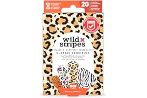 Wild Stripes Tiritas Classic Sensitive Animal | Tiritas con estilo | Transpirables y de fijación fuerte | Respetuosas con la piel | 20 piezas