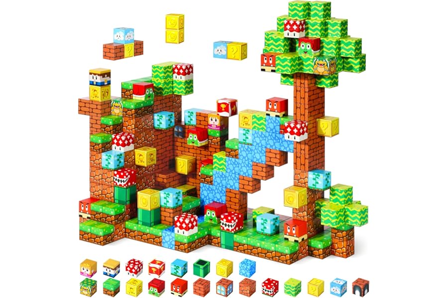 LUVTOY Magnetic Buildings for Children – 108 Pieces Children's Magnets – Games for Children Montessori Games 3 4 5 6 7 8 Years – Easter and Birthday Gift for Boys and Girls