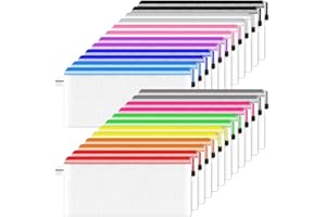 SMARPAU 24 Stück Dokumententaschen A6, Wasserdichte Dokumententasche Reissverschluss, Kunststoff Datei Tasche für Dokumente, Papier, Datei, Kosmetika, Hausaufgaben und Reisezubehör(12 Farben)