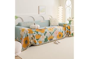 VanderHOME Copridivano Traspirante, Copridivano Estivo, Coperta da Divano Morbida e Accogliente, Copridivano Antigraffio Gatto,Copriletto Leggero Multiuso 180 * 420cm-Fiori con parole