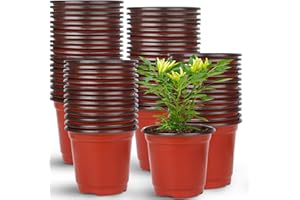 Augshy 150 Stück 10cm Pflanzentöpfe Anzuchttöpfe Rot Plastik Blumentopf für Sukkulenten Setzlinge Stecklinge Umpflanz